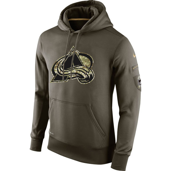 Men NHL Colorado Avalanche Nike Olive Salute To Service KO Performance Hoodie Green->new york rangers->NHL Jersey